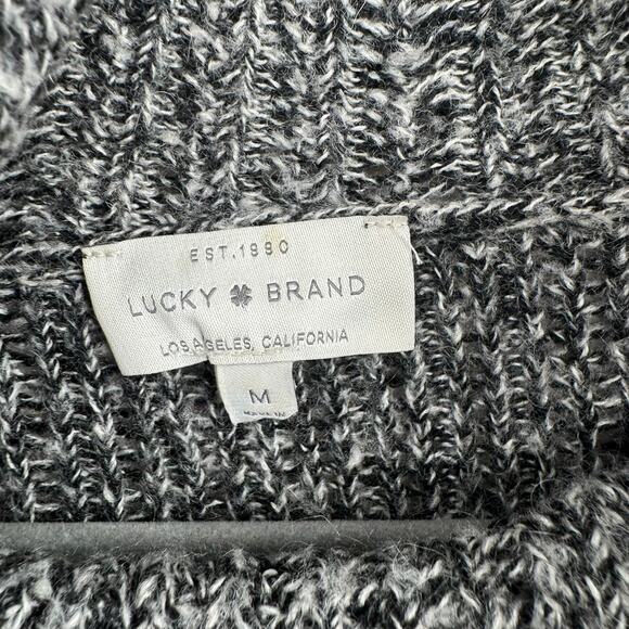 Lucky Brand Side Button Turtleneck Sweater Womens Medium Black Gray - Picture 9 of 13